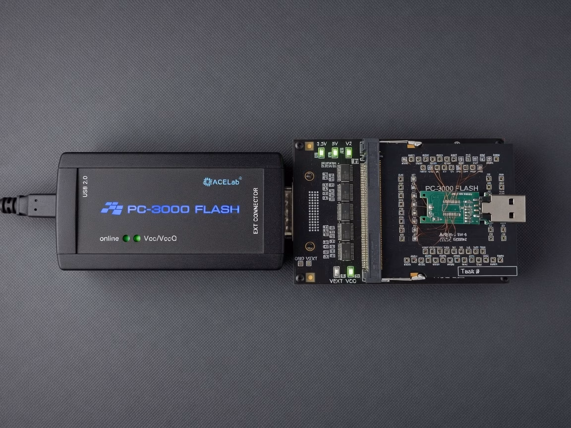 PC-3000 Flash und Adapter für USB-Stick-Datenrettung im LRZT DatenLabor