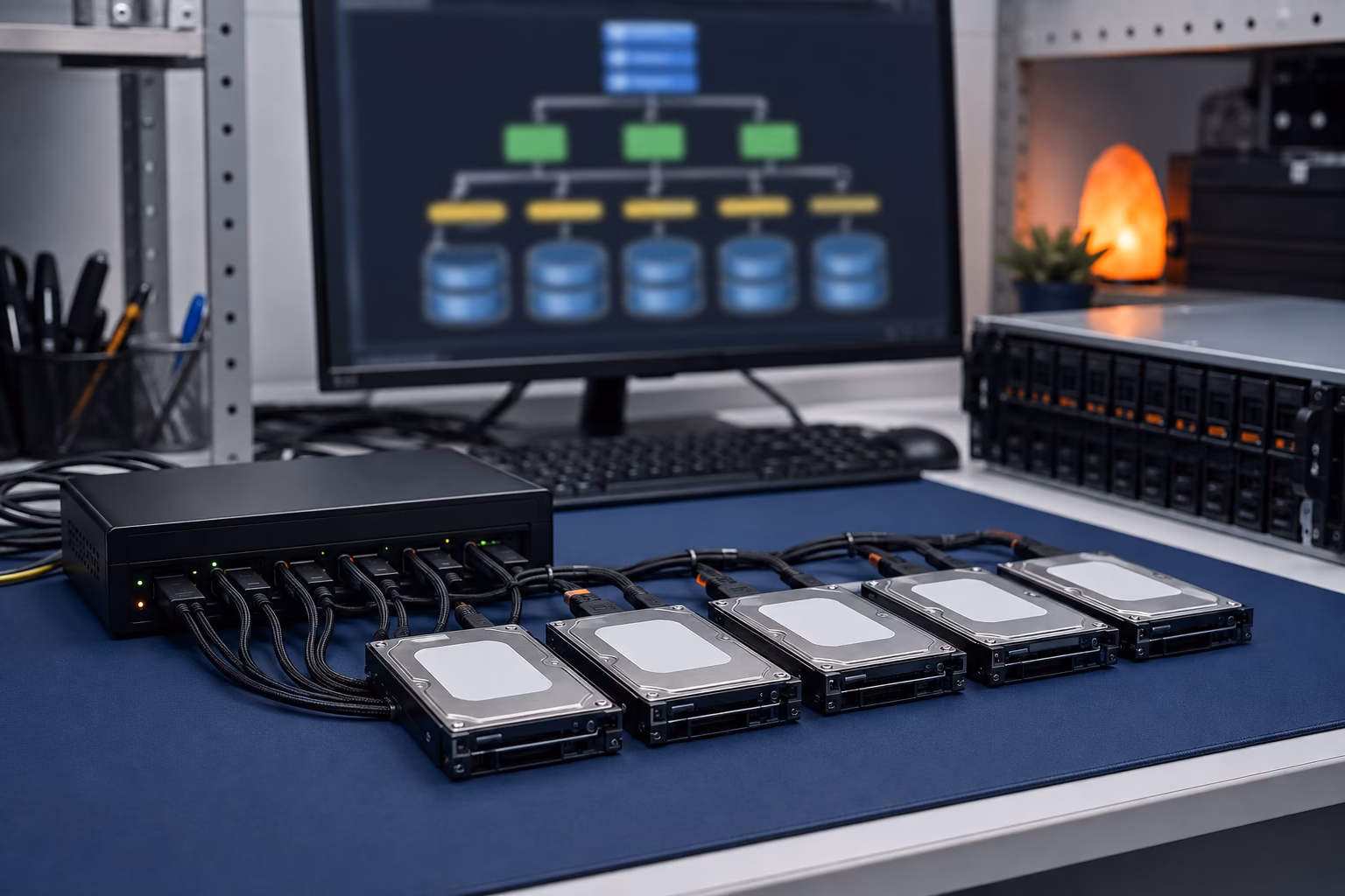 Virtuelle Rekonstruktion eines Server-RAID und seiner Volume-Struktur im Datenrettungslabor